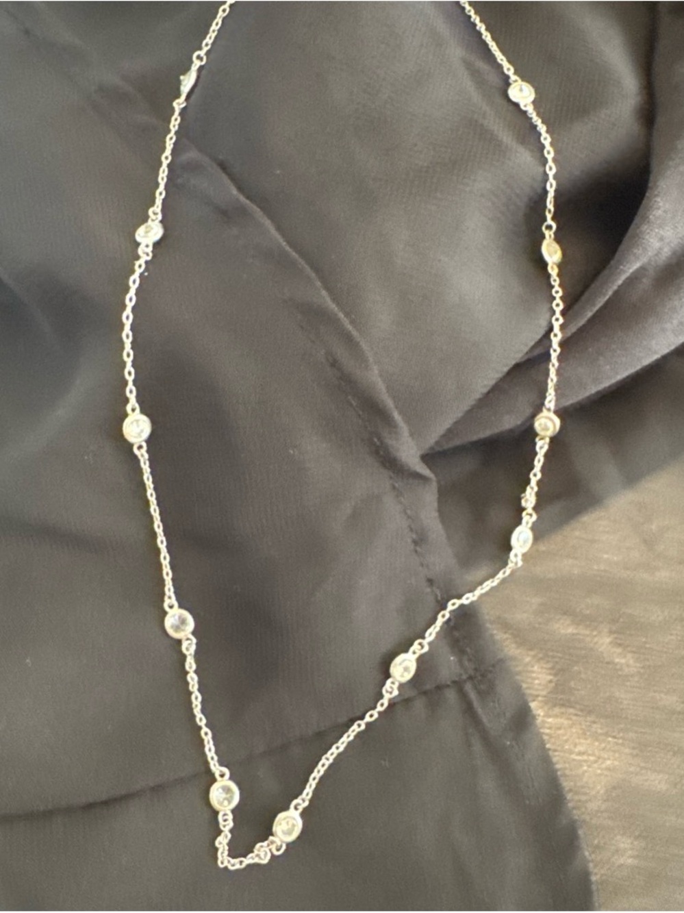 Nolan Miller Silver-Tone Station Necklace with Clear Crystals